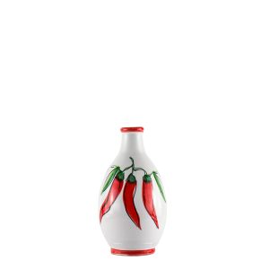 Orcio in ceramica fatto a mano con soggetto peperoncini - contenuto olio extravergine di oliva - formato 100 ml