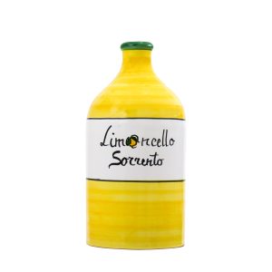 Yellow ceramic jar filled with Limoncello of Sorrento - cylinder size 500 ml
