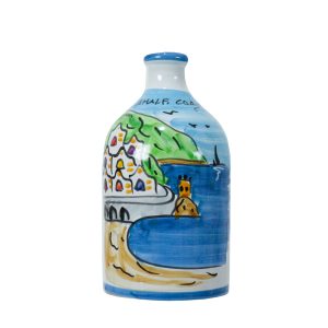 "Amalfi Coast" ceramic jar with extra virgin olive oil - cylinder size 500 ml