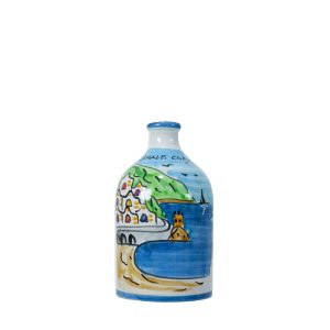 "Amalfi Coast" ceramic jar with extra virgin olive oil - cylinder size 200 ml