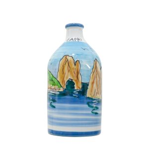 "Capri" ceramic jar with extra virgin olive oil  - cylinder size 500 ml