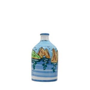 "Capri" ceramic jar with extra virgin olive oil  - cylinder size 200 ml