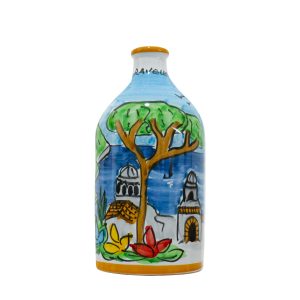 "Ravello" ceramic jar with extra virgin olive oil - cylinder size 500 ml
