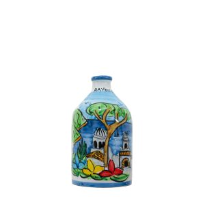 "Ravello" ceramic jar with extra virgin olive oil - cylinder size 200 ml
