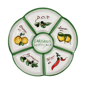piatto degustazione olio ceramica olive-oil tasting plate hand painted